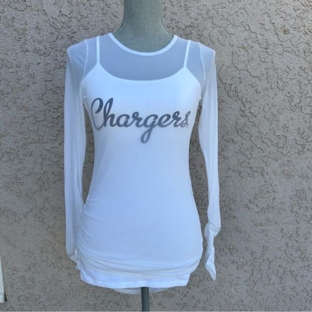 NWT Women's NFL SD CHARGERS Cami Tank Top & Mesh Long Sleeve Shirt - Large